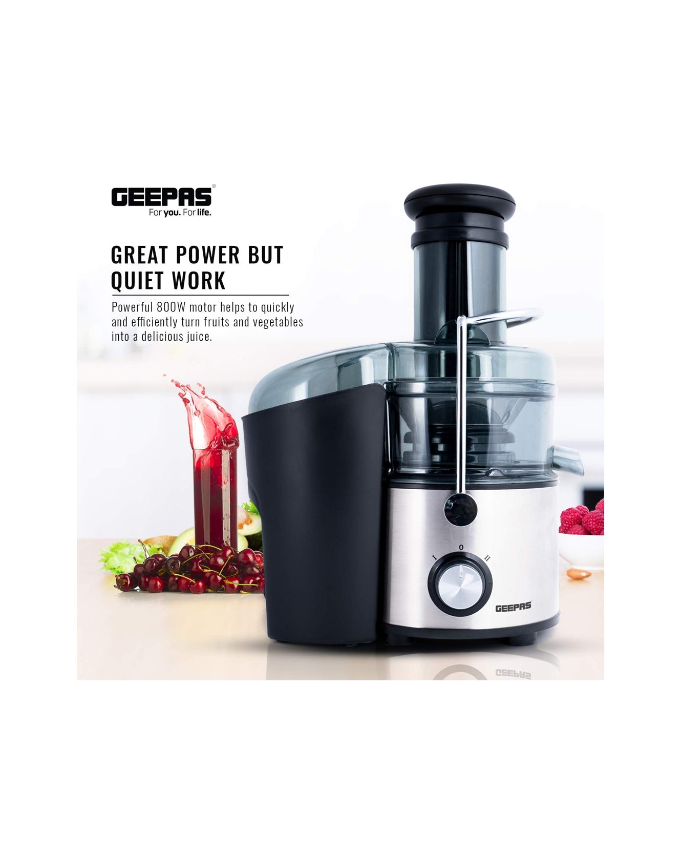 GEEPAS 3-In-1 Power Plus Juicer Blender 800W (GSB46014P)