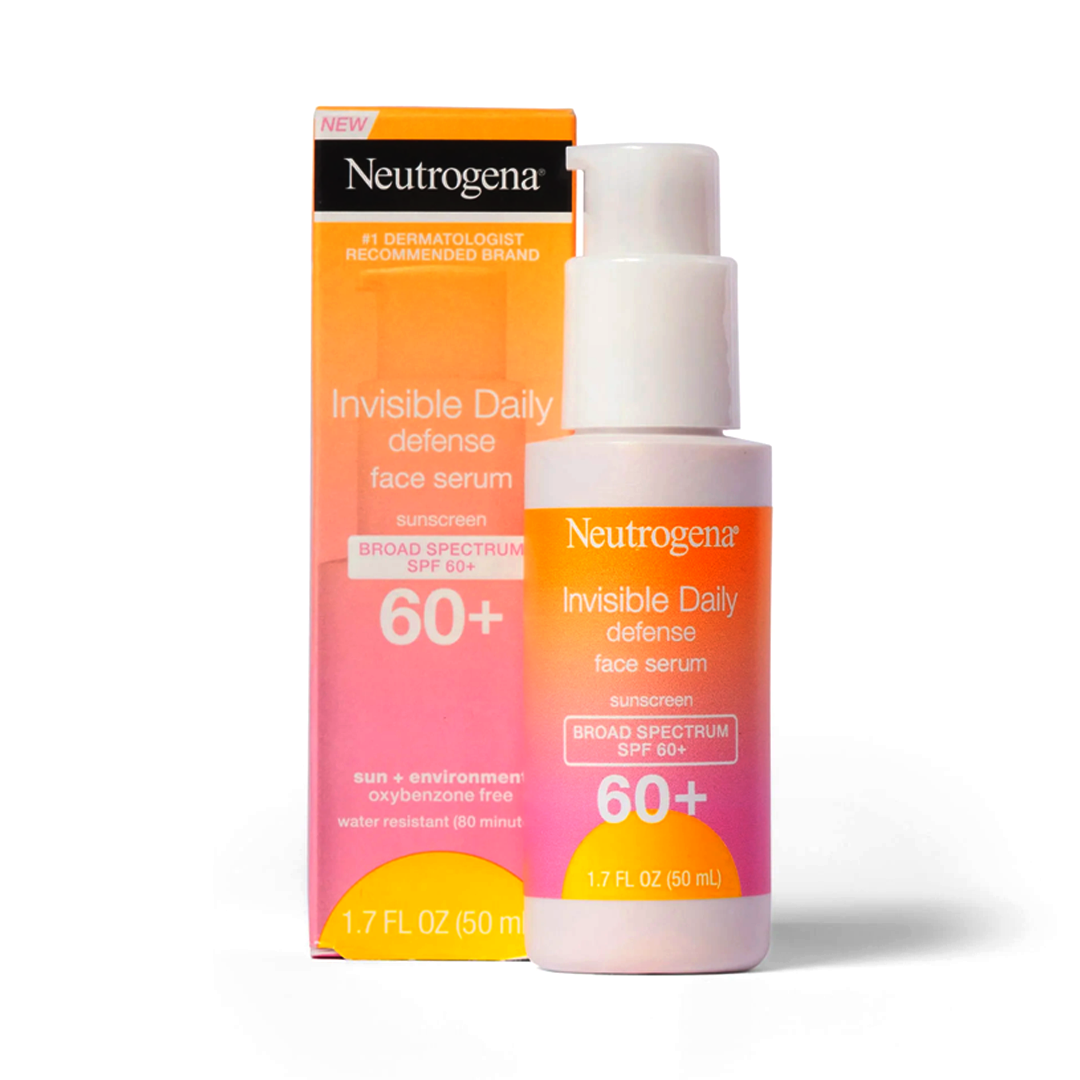 Neutrogena Invisible Daily Defence Face Serum Sunscreen Broad Spectrum SPF 60+,1.7 Floz(50Ml)