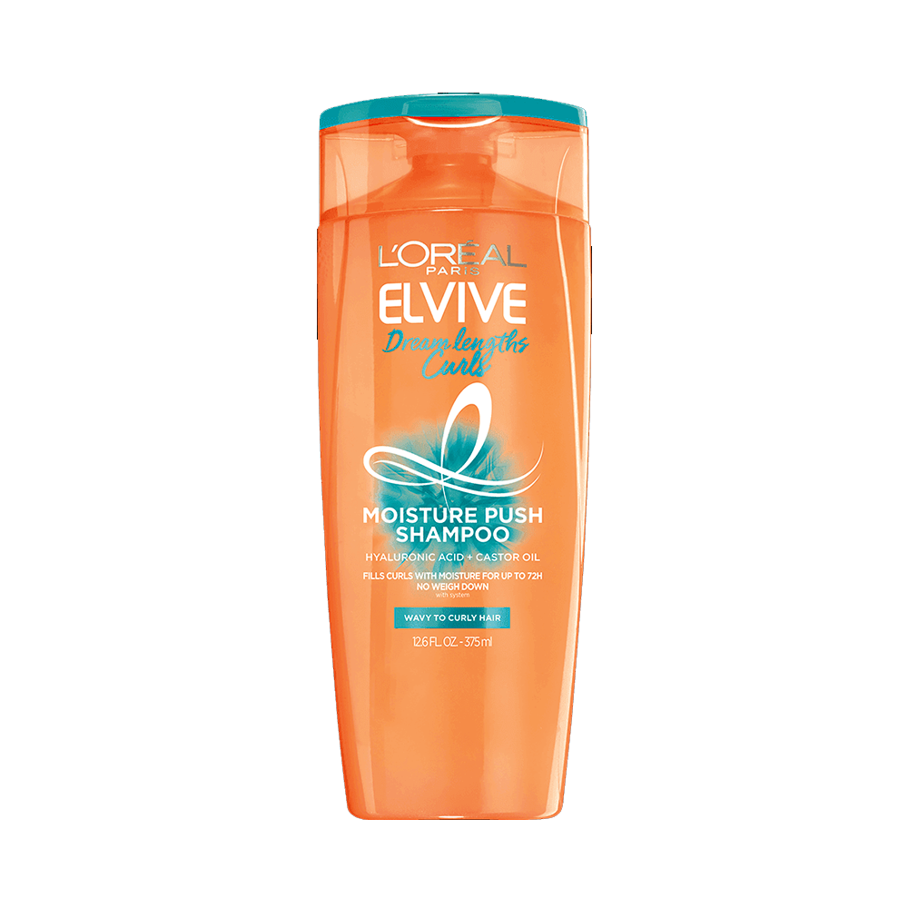Loreal Paris Elvive Dream Lengths Curls, Moisture Push Shampoo, Hyaluronic Acid & Castor Oil, For Wavy To Curly Hair, 12.6 FL. OZ (375ml)