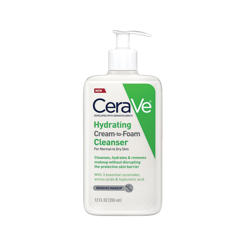 Cerave Hydrating Cream To Foam Cleanser For Normal To Dry Skin, 12 FL Oz