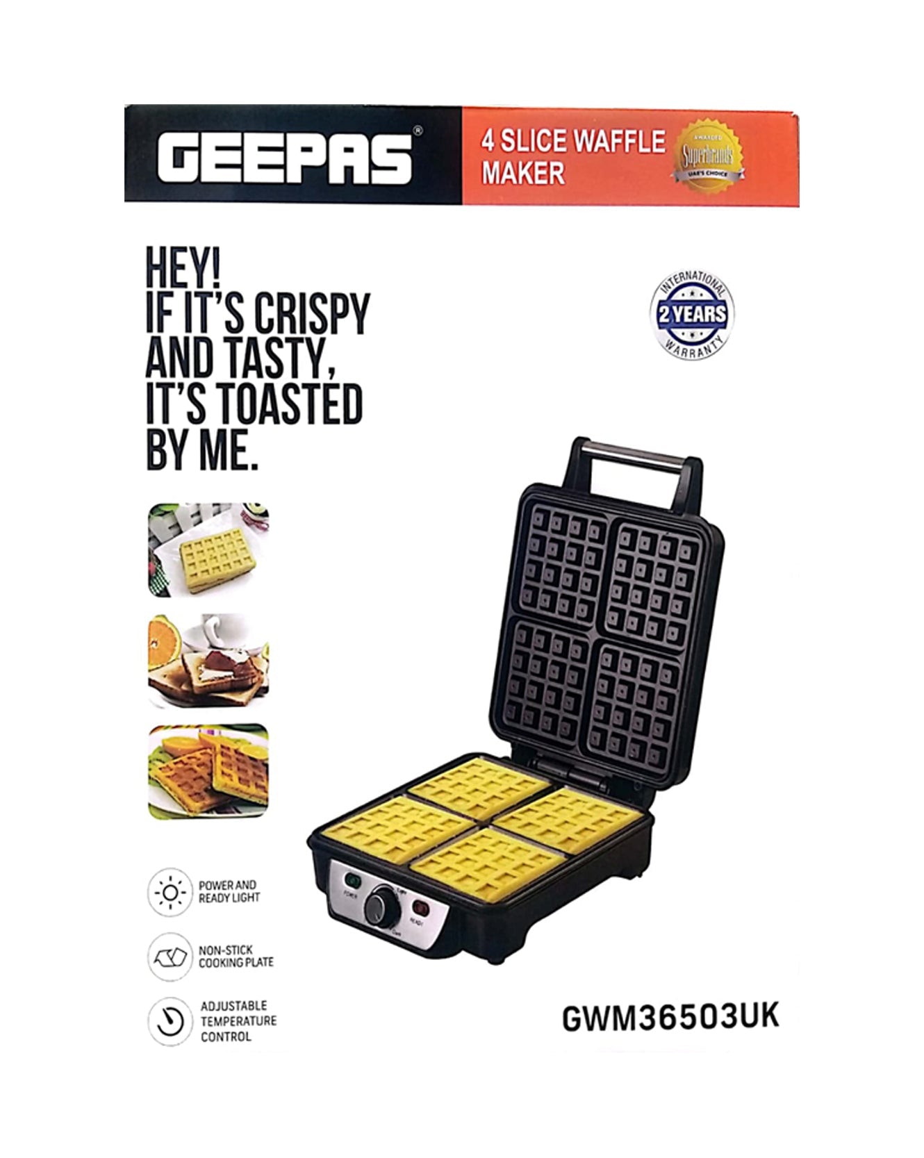 GEEPAS 4 Slice Waffle Maker (GWM36503UK)