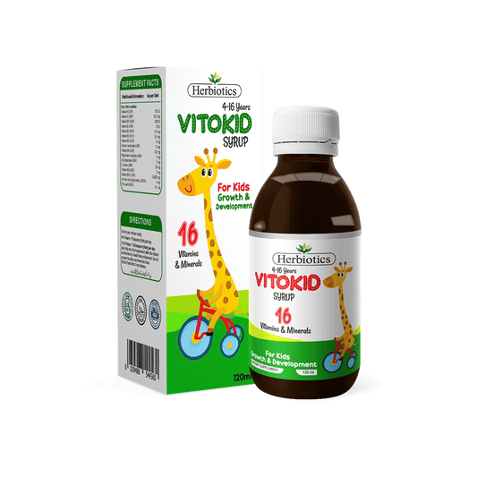 Herbiotics Vitokid Syrup 16 Vitamin & Minerals For Kids Growth & Development 120ml