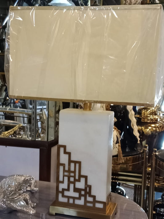 Lamp Pair Brass & Marble (L-6)