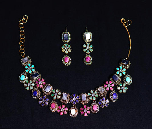 AYLA Stunning multi colored necklace and earrings