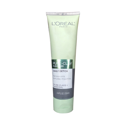Loreal Paris Pure-Clay Cleanser, Daily Detox With Charcoal, Remove Oil 4.4 fl.OZ (130ml)